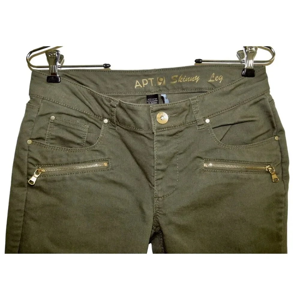 Apt. 9 Jeans Sz 2 Skinny Leg Modern Fit Olive Green‎